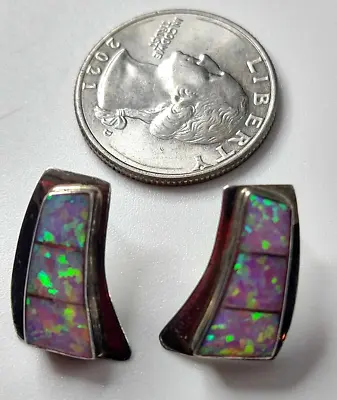Nel J. Vintage Native American Earrings Pink Fire Opal 925 Sterling Silver • $55