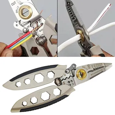 Multipurpose Wire Stripper Cutter Electrical Cable Stripping Electrician Tool • £4.79