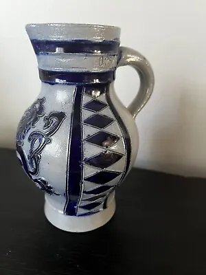 Salt Glaze Pitcher Vase Germany Merkelbach Pottery 5” Inch Blue Grey • $23.50