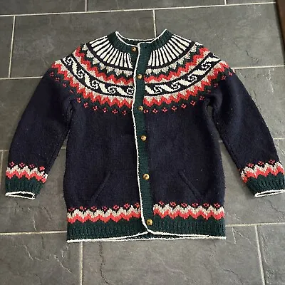 Quichua Village Hand Made 100% Wool Ecuador Button Up Cardigan Sweater • $9.99