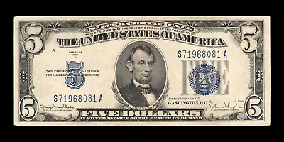 1934-D Five Dollar Note Blue Seal Silver Certificate VF • $19.89