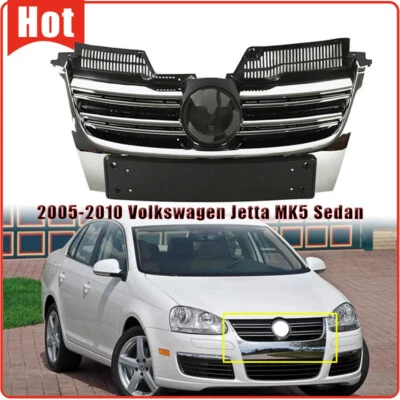 $88.59 • Buy Fits 2005-2010 VW VOLKSWAGEN Jetta MK5 Front Bumper Grill Chrome Upper Grille