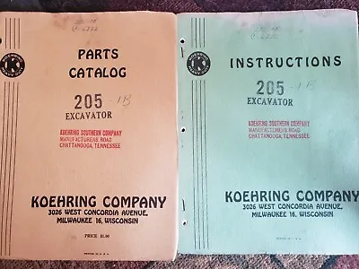 $65 • Buy Koehring 205 Excavator Parts Catalog & Instructions  Manual