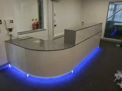 Reception Desk Anthracite Gloss White Curved  Corner Led Lights Colours Counter  • £859.99