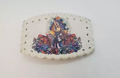 Sexy Mermaid And Koi Design White Leather Tooled Unisex Belt Buckle Sailor Ocean • $11.99