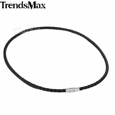 4/6/8mm Unisex Braided Leather Rope Choker Necklace Stainless Steel Magnet Clasp • $7.78