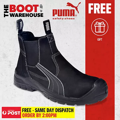 $155.95 • Buy Puma Work Boots 630347 'Tanami', Black Composite Toe Safety, Elastic Sided