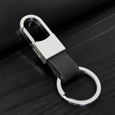Black Creative Metal Leather Key Chain Ring Car Keyring Keychain Men Gift US • $1.94