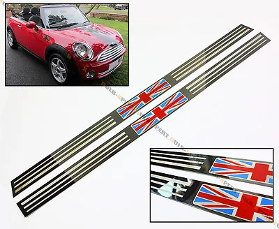 Fits 07-2014 R56 R57 Mini Cooper S Union Jack Logo Polished Entry Door Sill Trim • $44.99