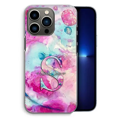 Personalised Phone Case For Motorola/OnePlus Pink Blue Marble Swirl Hard Cover • £6.49