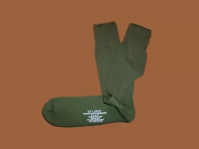 New Military Issue Cushion Sole Wool Blend Socks U.s.a Made Od Green X-large • $7.98