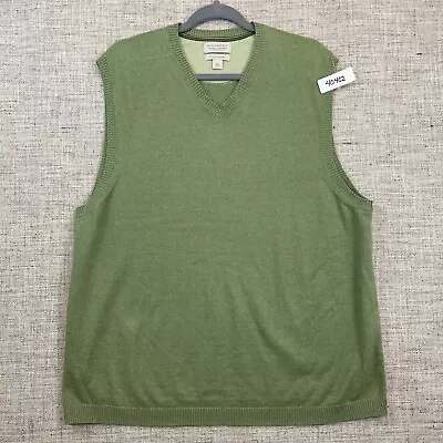 BANANA REPUBLIC Sweater Vest Mens XL Green Cotton/Cashmere Lightweight Knit • $18.50