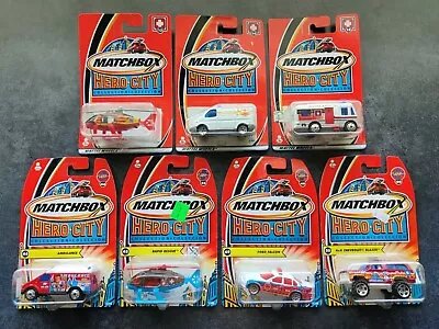 Lot/7 NEW Matchbox Hero City Collection 2002 2003 NIP Ambulance Helicopter  • $17.99