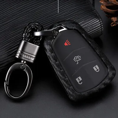 For Cadillac Escalade ESV ATS Carbon Fiber TPU Soft Key Chain Cover Fob Case 1pc • $9.18