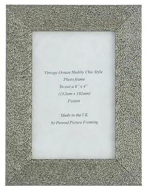 £7.99 • Buy Embossed Pewter 4 X 6 Inch Photo Frame Mirror Edge Hand Made Real Glass