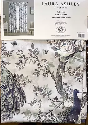 2 LAURA ASHLEY BELVEDERE PEACOCK Green Blue Window Curtains Panels Drapes 38x96 • $56.95