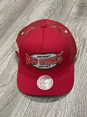 Detroit Red Wings Mitchell & Ness SnapBack Adjustable Hat Mesh Style Red Color • $24.99