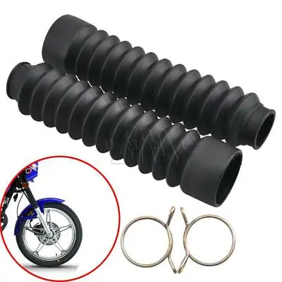 2x Universal Black Motorcycle Front Rubber Fork Boots Shock Absorber Dust Cover • $11.55