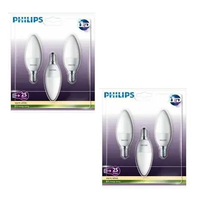 Philips 4W LED Candle  Light E14 SES Bulbs Soft Warm White For Homes • £2.98
