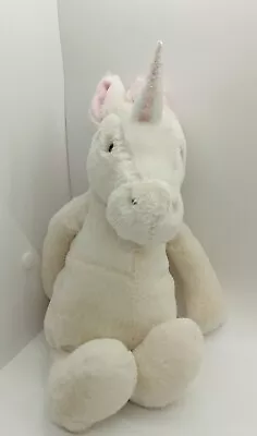 Jellycat White Unicorn Pink Mane Horn Ears 10  Soft Toy Plush Beanie 3525 • £9.99