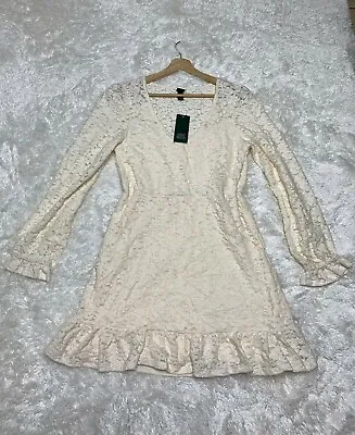 $12.50 • Buy Wild Fable Women's Dress Long Poet Sleeve V Neck Brushed Lace Cream Size S