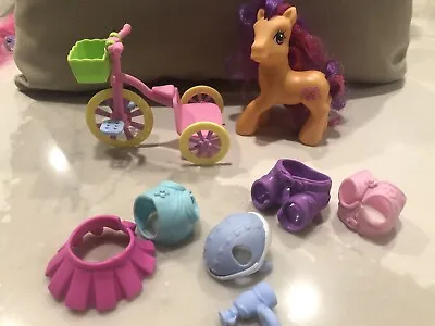 Vintage My Little Pony Ride N Go Scootaloo Tricycle Outfits And Water Bottle • $16