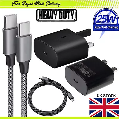 Official 25W Super Fast Charger Plug & Braided USB-C Type C Cable For All Phones • £4.29