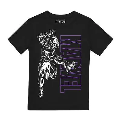 Marvel Boys T-shirt Black Panther Outline Top Tee 7-13 Years Official • £9.99