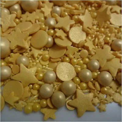 £3.25 • Buy Gold Cupcake Sprinkles Mix Edible Cake Toppers Decorations Wedding Anniversary