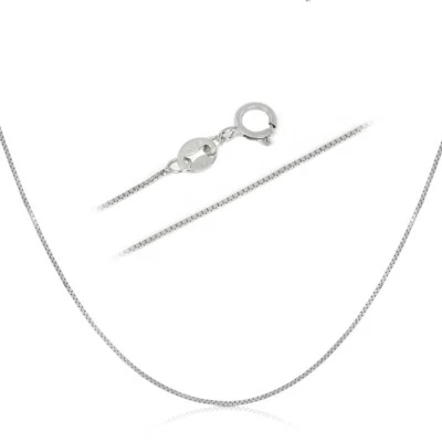 $48 • Buy 10k Real Solid White Gold Box Chain Necklace 16  Inch 0.50 Mm