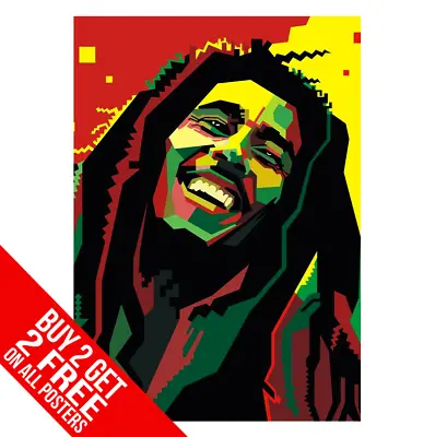 Bob Marley Rasta Jamaican Pop Art Poster Print A4 A3 Size - Buy 2 Get Any 2 Free • £8.97