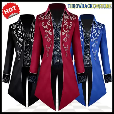 Men's Victorian Jacket Medieval Steampunk Tailcoat Gothic Coat Halloween Costume • $51.29