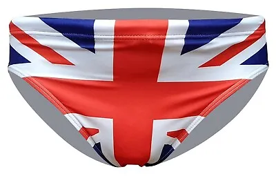 ACCLAIM British Union Jack Sports Fit 7 Cm Flag Brief Swimming Trunks Mens NEW • £11.99