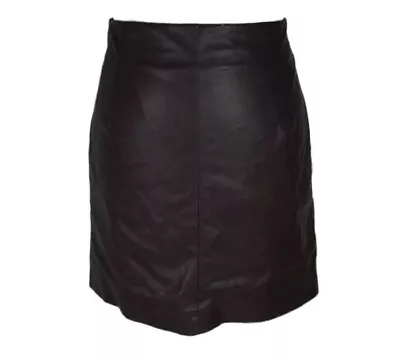 H&M Faux Leather Mini Skirt Ladies Maroon Size 18 High Waist Zip Summer Casual • £5.99