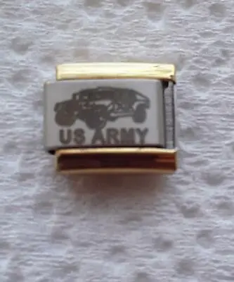  U S Army  On Silver With Gold Trim-italian 9mm Charm- Military Troops • $1.25