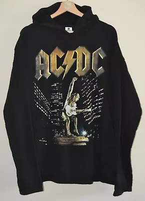 Retro Mens AC/DC Stiff Upper Lip Alien Black Hoodie Sweatshirt Size XL • £28.50