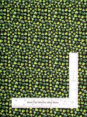 St Patrick's Day Fabric Mini Green Clovers Cotton Timeless Treasures C1030 Yard • $10.98