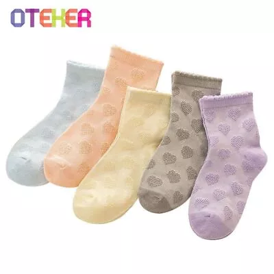 5 Pairs Girls Trainer Kids Design Baby Colorful Socks Christening Cute Heart UK • £4.99