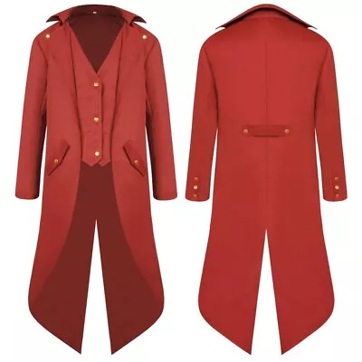 Men's Coat Tailcoat Jacket Gothic Frock Coat Uniform Foundry Big And Tall Jacket • $61.83