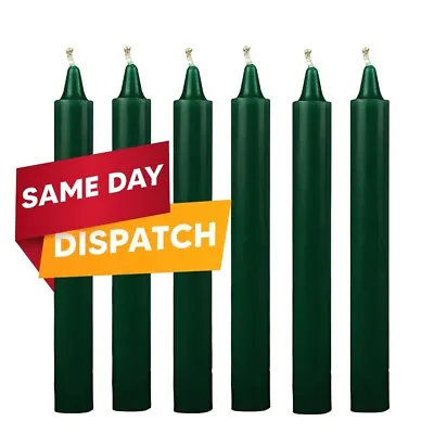 25xGreen Tapered Dinner Candles Paraffin Wax Non Drip Unscented Smokeless 190mm • £18.99
