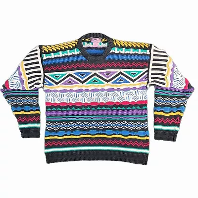 Vintage Concrete Mix Sweater Textured 3D Knit Biggie Cosby Coogi Dad Pops Retro • $50