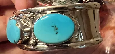 Sleeping Beauty Turquoise Cuff Bracelet Vintage 44 Grams • $100