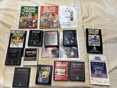 Lot 9 Vintage Atari 2600 Games Asteroids~Pac-Man~Space Invaders~Donkey Kong~ • $45