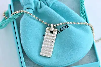 Tiffany & Co. Mens Studded Bar Dog Tag Beaded Chain Necklace GERMANY • $290