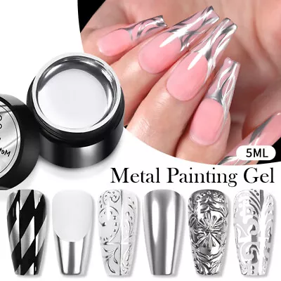 BORN PRETTY Super Bright Metallic Painting Nail Polish Silver Mirror Glitter Gel • $2.84