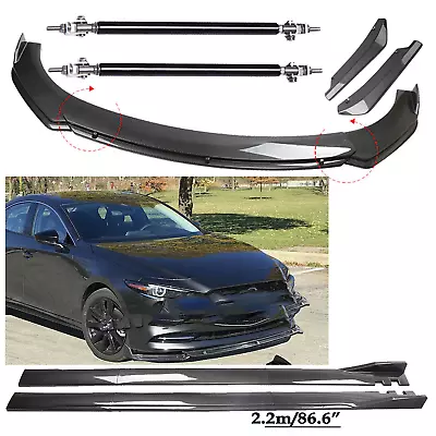 Carbon Fiber Front Bumper Lip Spoiler & Side Skirt For Mazda Speed 3 6 RX CX • $149.99