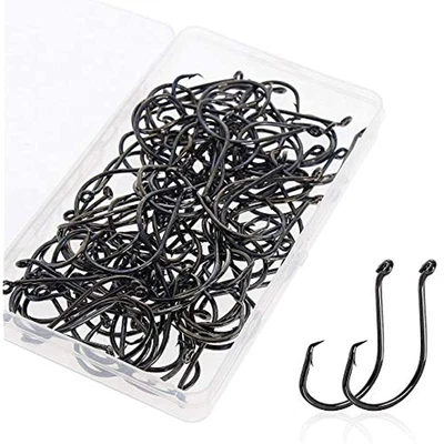 $8.99 • Buy Octopus Circle Hooks Offset Point 100PCS High Carbon Steel Fishing Hooks
