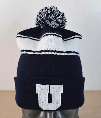 U Logo Beanie/pom Hat/cap Blue/white Stripe One Size Outdoor/sports • $11.99