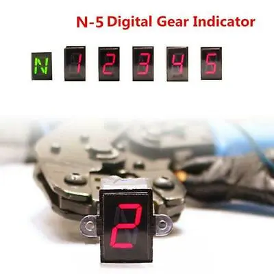 Universal For Motorcycle Shift Lever Gauge LED N-5 Speed Digital Gear Indicator • $12.99