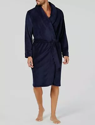 $142 Club Room Mens Pajama Blue Plush Fleece Robe Lounge Sleepwear OZ *REPAIRED* • $5.98